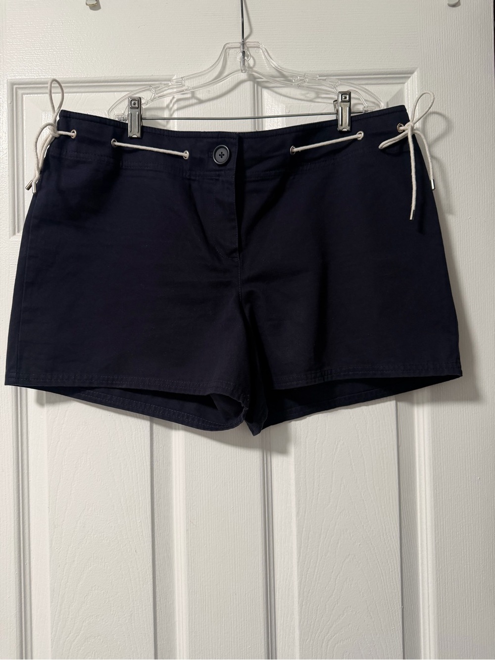 Ann Taylor LOFT Navy Cotton Nautical Rope Drawstring Shorts Size 14 - Picture 1 of 10